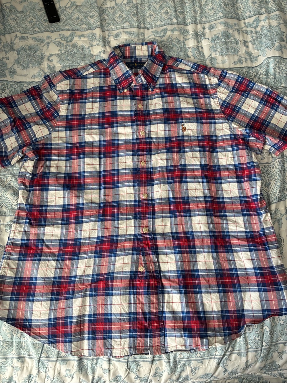 Ralph Lauren Red, Blue & White Plaid Button-Down Shirt